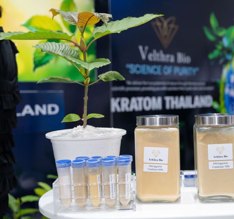 Velthra Bio Mitragynine Freebase 60% and 70% extract jars with sample tubes